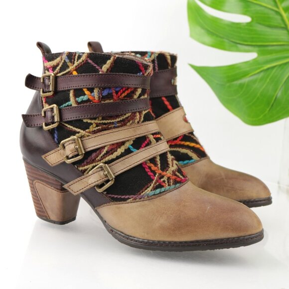 L'Artiste Spring Step Womens Redding Boots Size 40 9 Brown Block Heel Booties - Picture 1 of 12